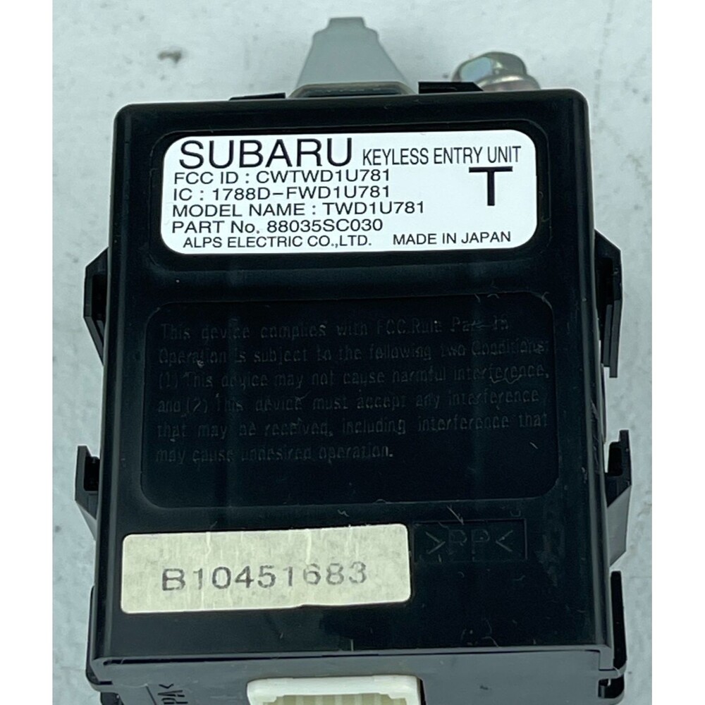 2011 Subaru Forester Keyless Entry Control Module 88035SC030 - Tested - Picture 5 of 7